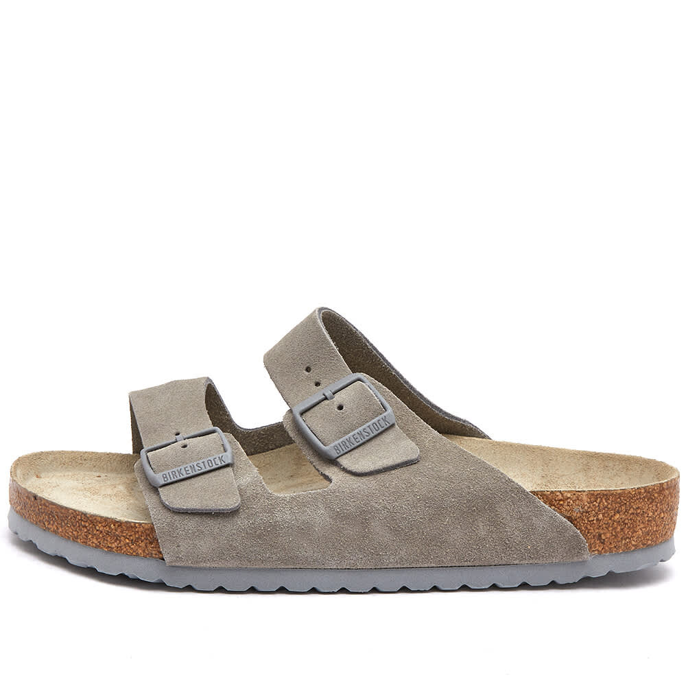 Сандалии Birkenstock Arizona Soft Footbed Suede Leather, серо-бежевый — фото 2