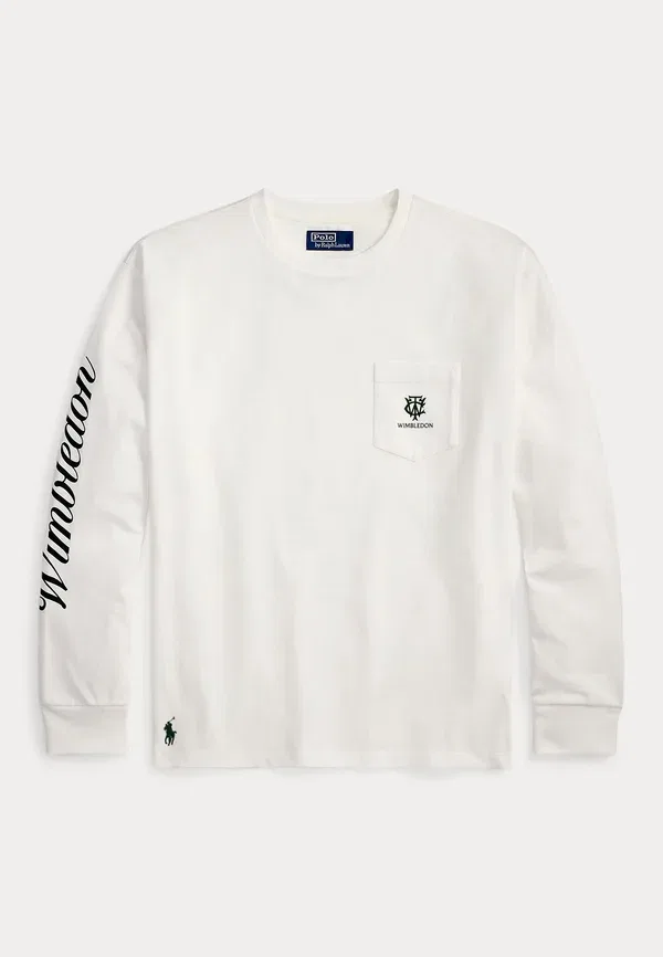 Футболка с длинным рукавом хлопковая Wimbledon big fit long-sleeve t-shirt Polo Ralph Lauren, White, белый — фото 4