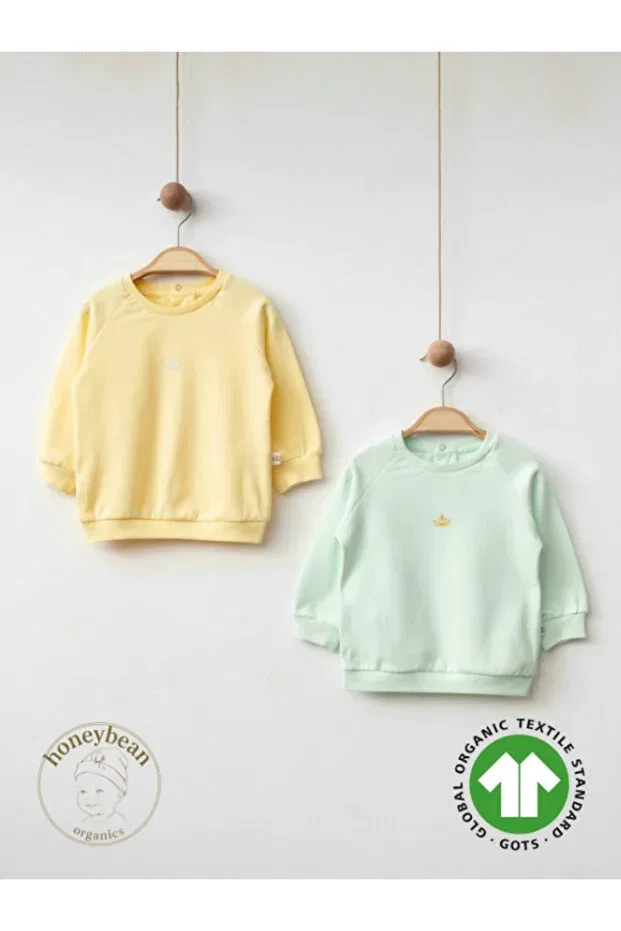 Детские свитшот для девочек органический хлопок Honeybean organic cotton baby sweatshirt gots certified Eslenza, Yellow