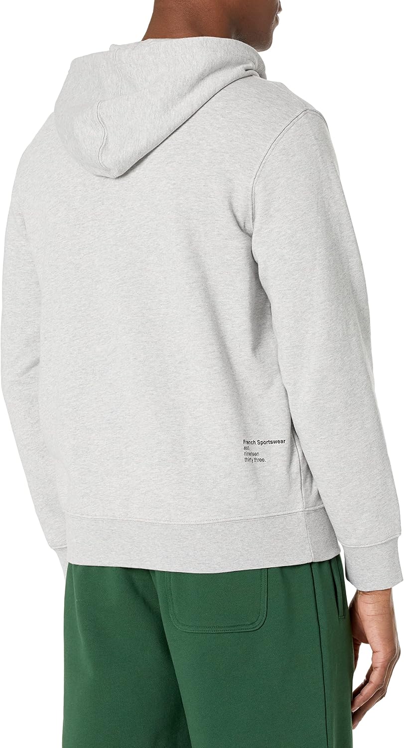 Lacoste мужская худи с длинным рукавом, сплошная расцветка, на молнии, Silver Chine — фото 2