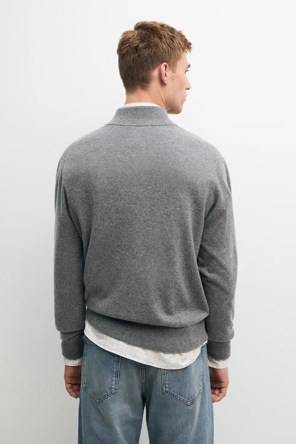 Кардиган Massimo Dutti 100% Cashmere Zip-Up Knit, антрацитово-серый — фото 4