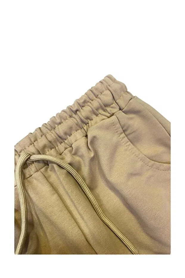 Детские спортивные штаны для девочек с карго-карманами Lcetty, Beige — фото 2