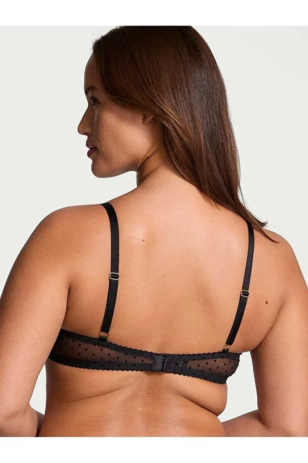 Женский бюстгальтер с кружевным узором Jingle bells tulle unassisted demi bra Victoria'S Secret, Black — фото 2