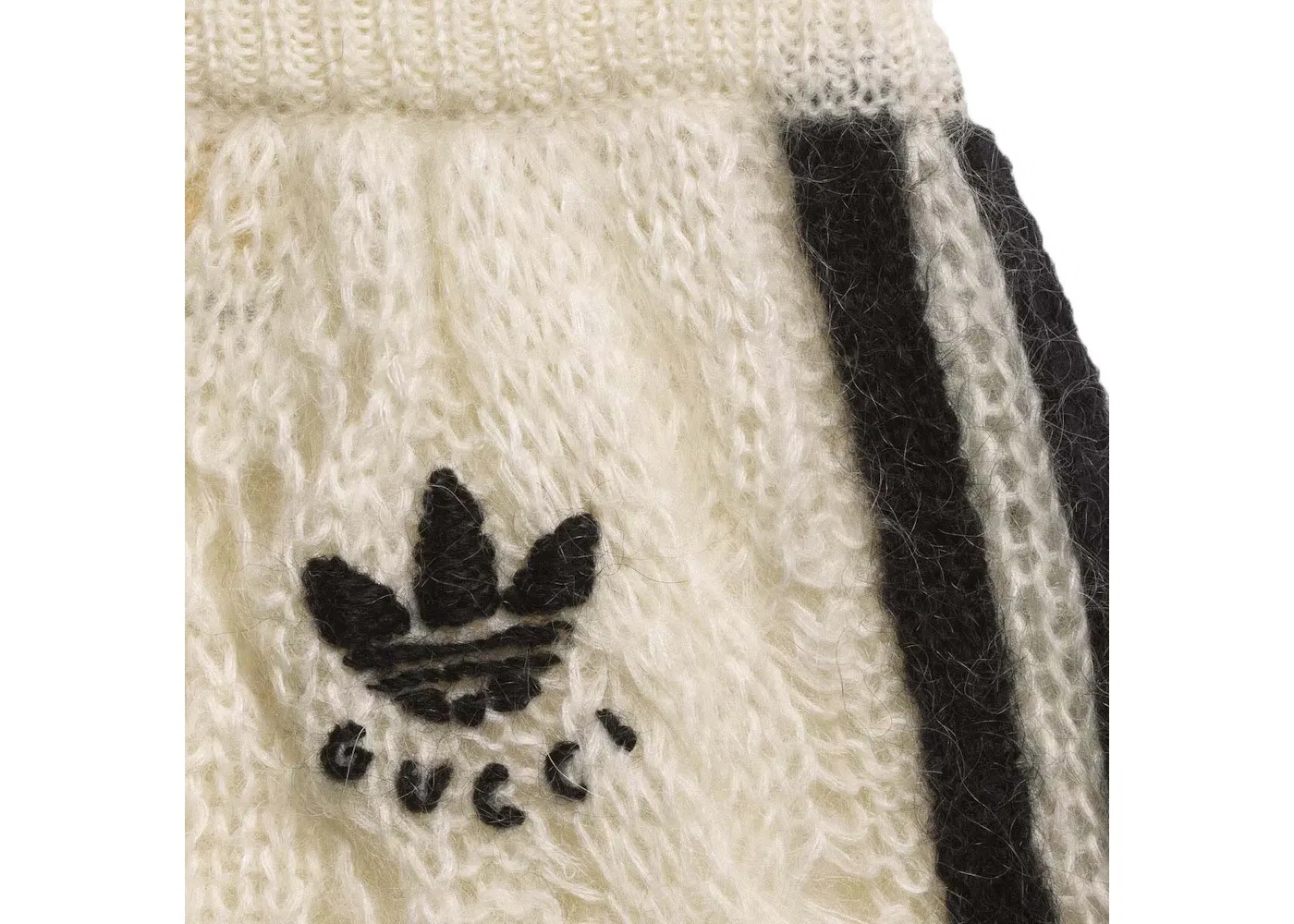 Женские спортивные штаны из мохера с принтом Gucci x Adidas Mohair Knit Jogging Pant — фото 2