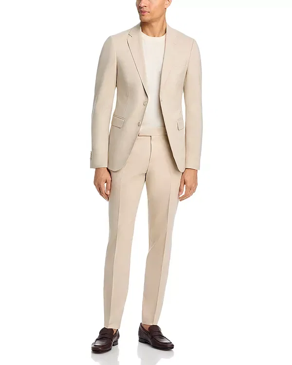 Мужские классические брюки со складками Wenten Extra Slim Fit Boss, Open Beige — фото 2