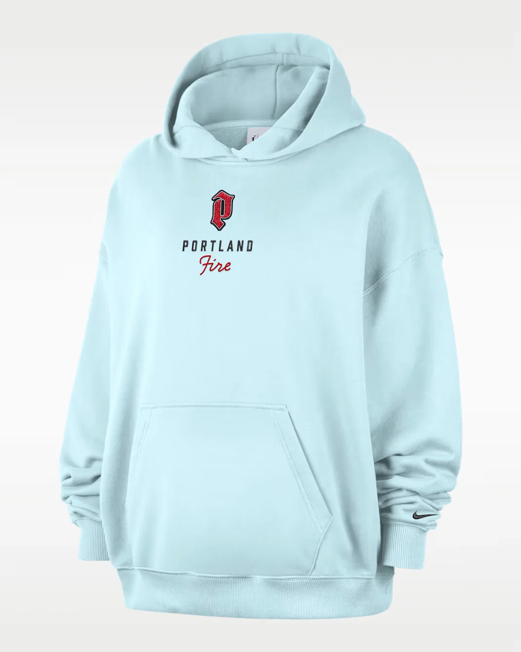 Women's Oversized French Terry Pullover Hoodie Portland Fire Nike, Glacier Blue/Black