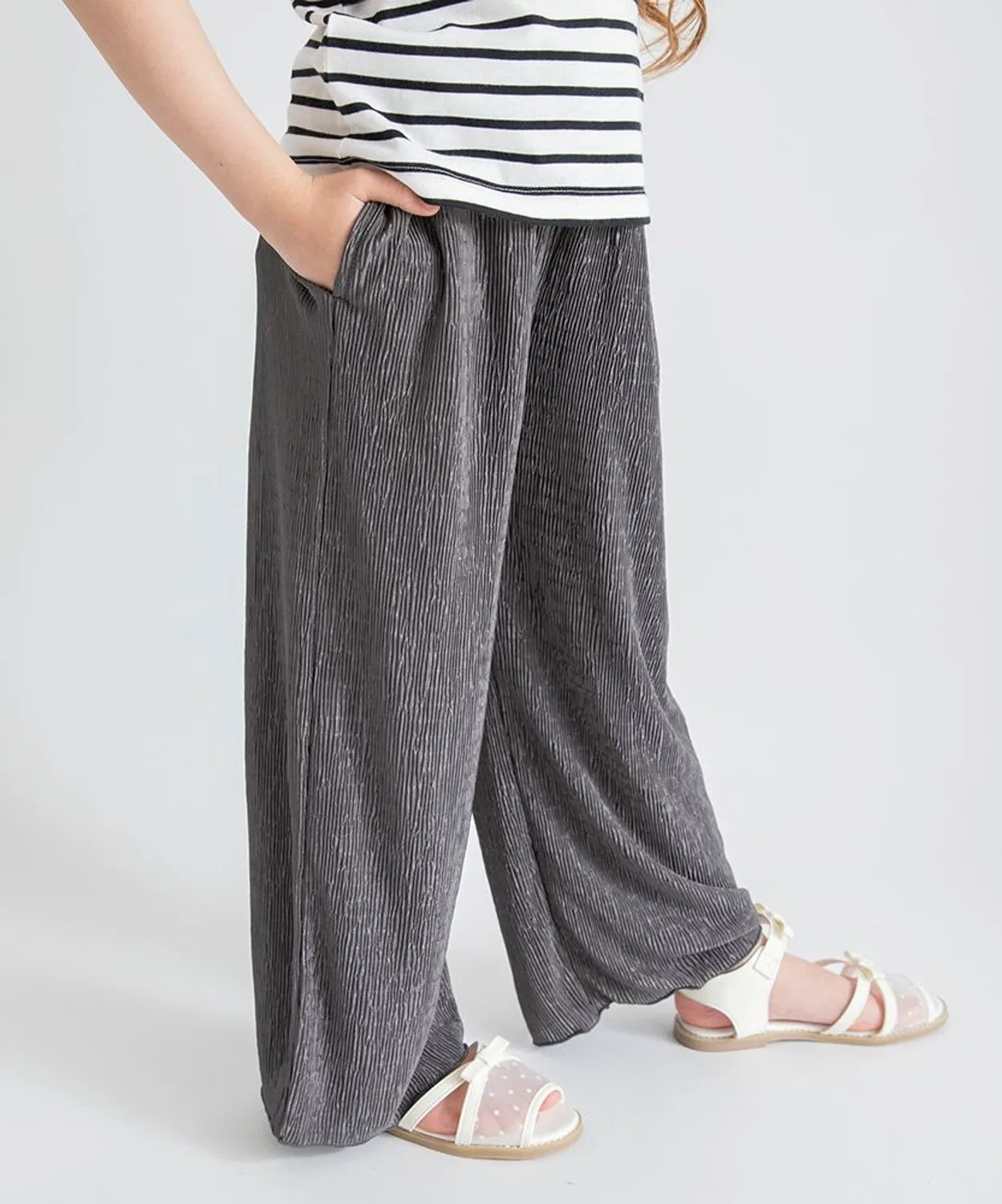 Детские широкие брюки с контактной прохладой, модель Relax, branshes, Charcoal Grey