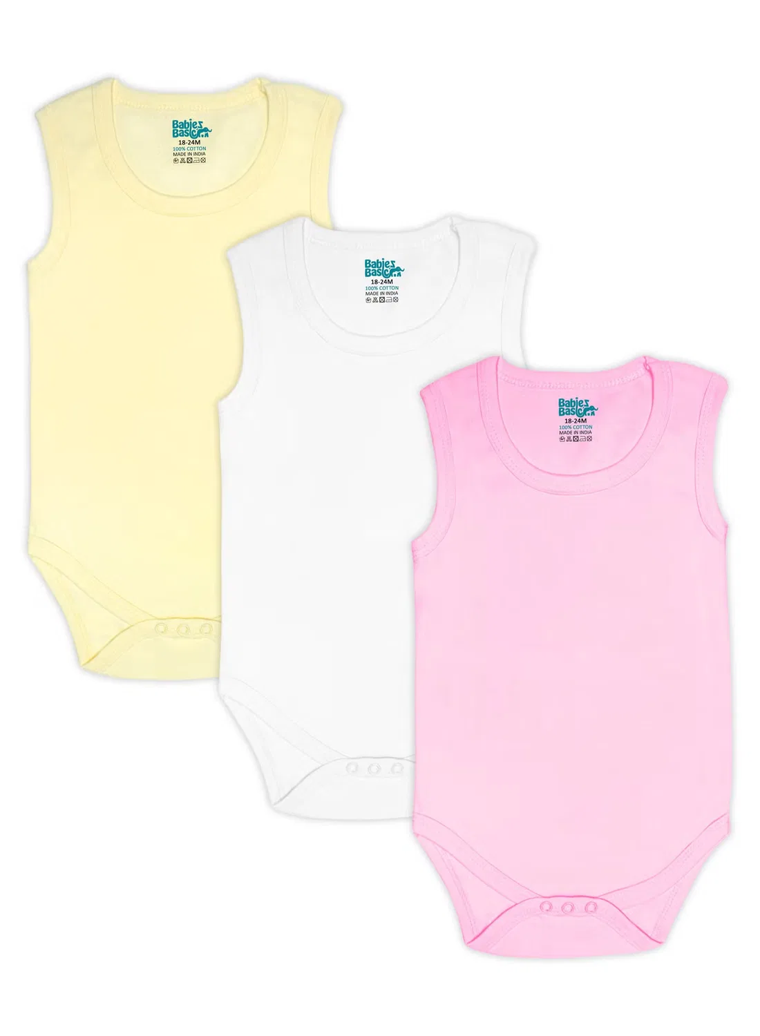 Боди-комбинезон без рукавов комплект из 3 Babies Basic, розовый