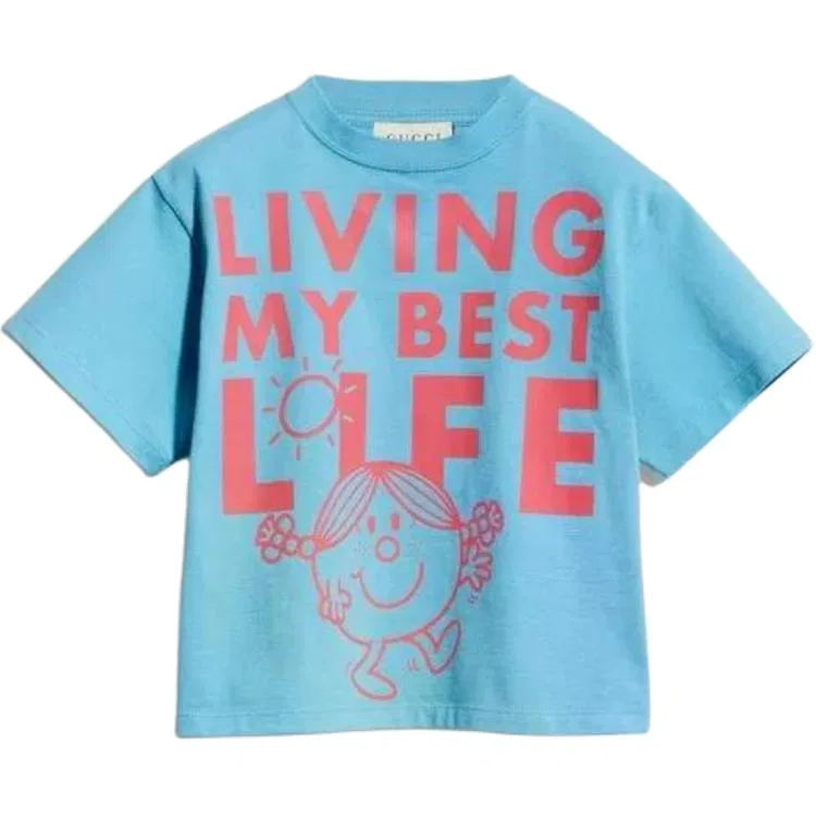Футболка детская с круглым вырезом, Light Blue, GUCCI