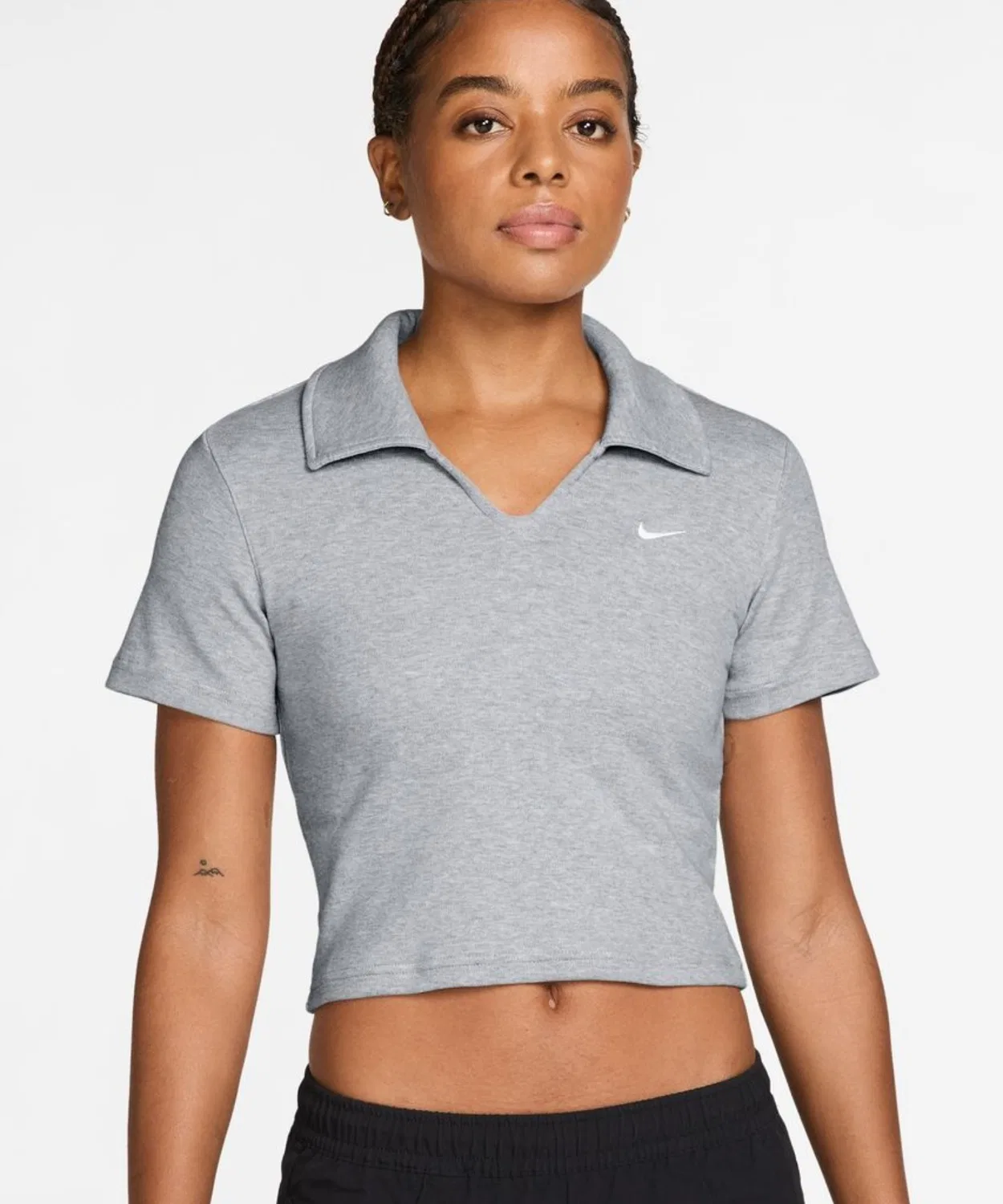 Женская футболка-поло с коротким рукавом Nike NSW ESSNTL S/S Polo CRP TO, Light Grey