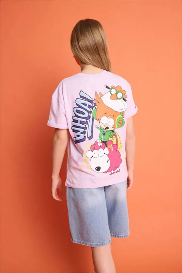 Детская футболка для девочек с принтом Super 1 Set Oversize Defacto, Purple-Pr143