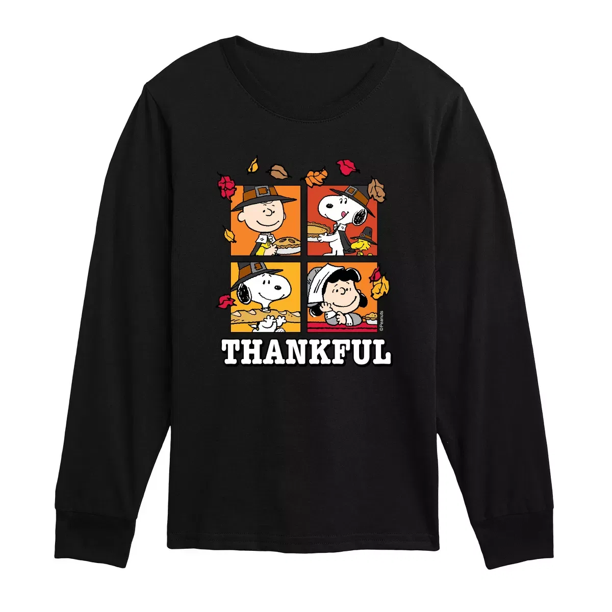 Детское футболка с длинным рукавом Thankful Peanuts, Black