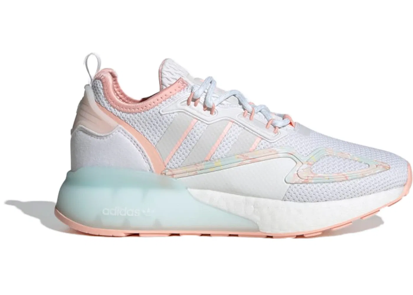 Детские кроссовки Lifestyle с моделью Adidas ZX 2K Adidas, Cloud White/Cloud White/Haze Coral