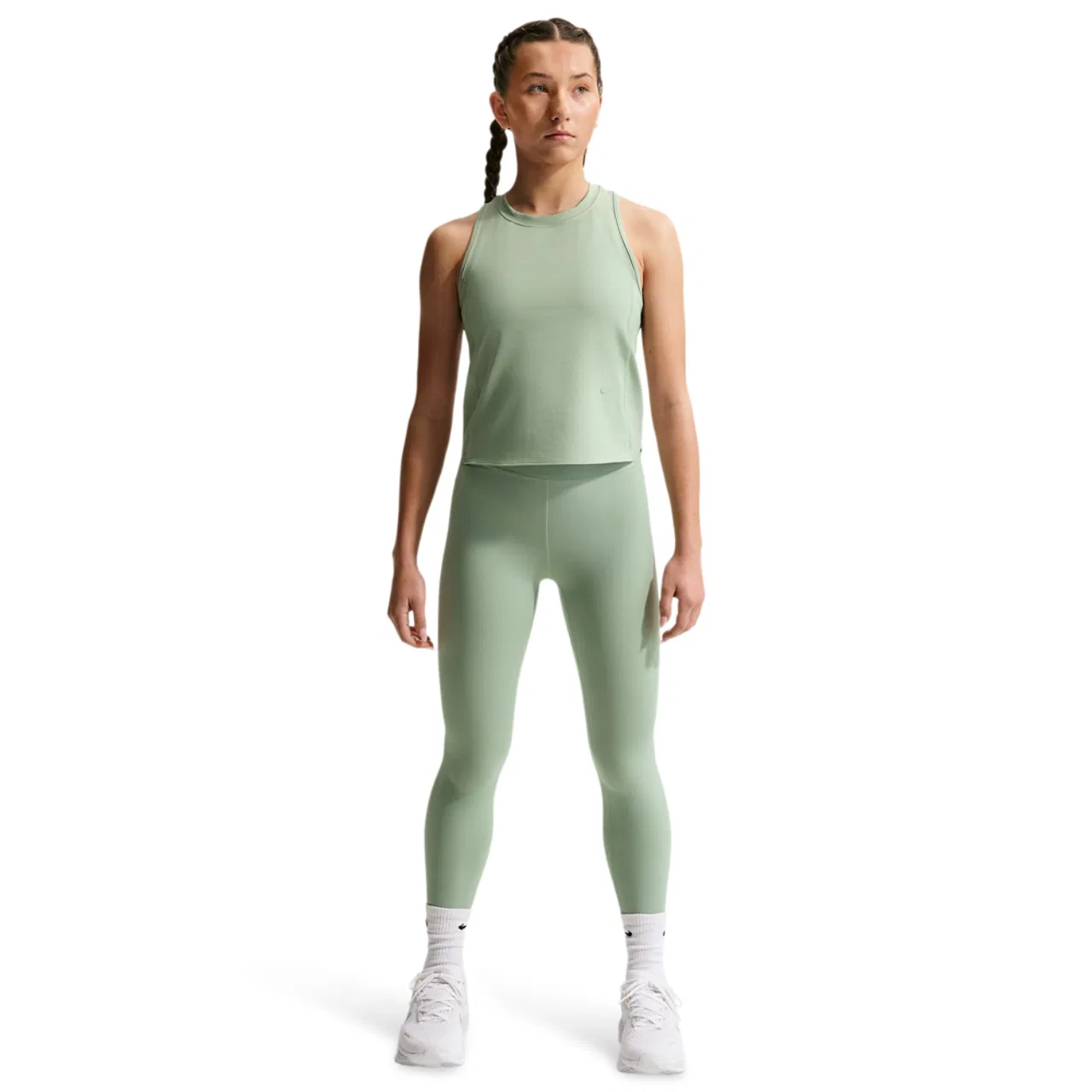 Майка для девочек DriFit Ribbed Tank Top Nike, цвет Steam/Steam/Steam — фото 3