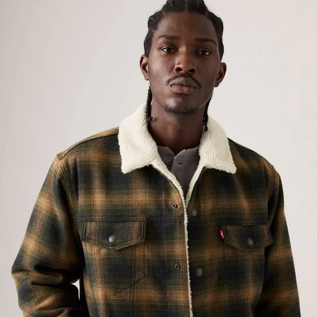 Свободная куртка дальнобойщика Levi's, Scottie Plaid Komodo Green - Multi-Color — фото 2