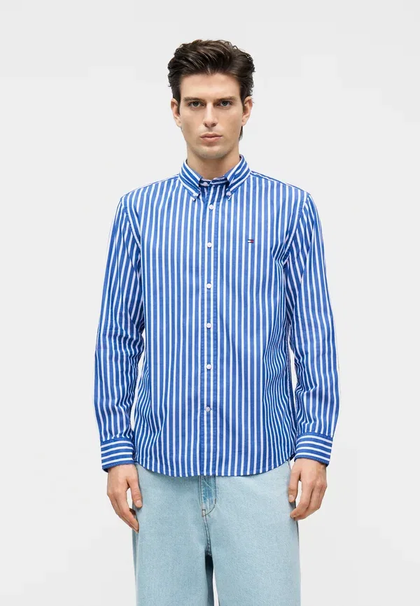 Рубашка из хлопка, в полоску, Flex poplin seasonal stripe sht - seasonal pattern, Tommy Hilfiger, синий