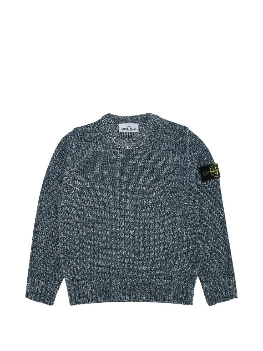 Свитер с круглым вырезом и нашивкой-логотипом Stone Island Junior, синий