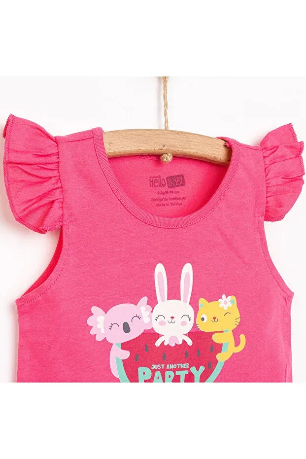 Детская футболка с принтом для девочек Animal Printed Tank Top Ebebek Hello Baby, Pink — фото 3