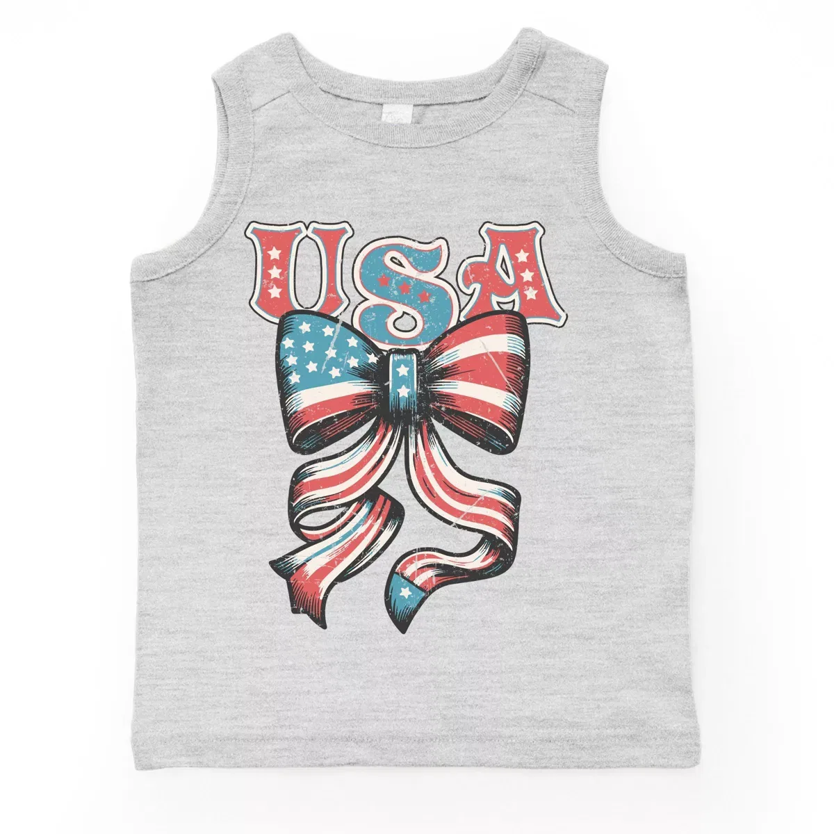 Детский топ для девочек без рукавов Coquette USA Bow Grunge The Juniper Shop, Heather Grey