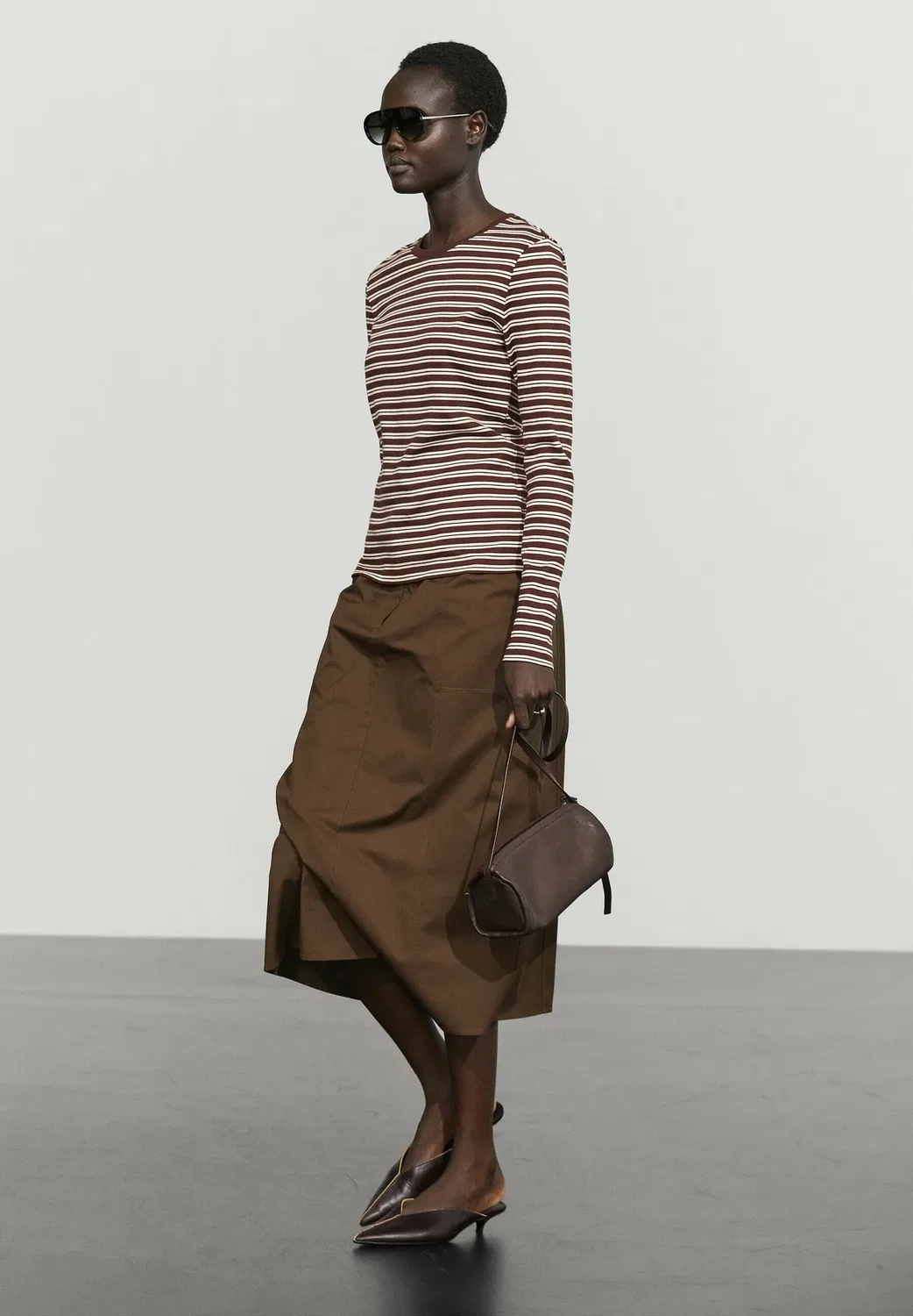 Топ с длинными рукавами Massimo Dutti, Brown — фото 3