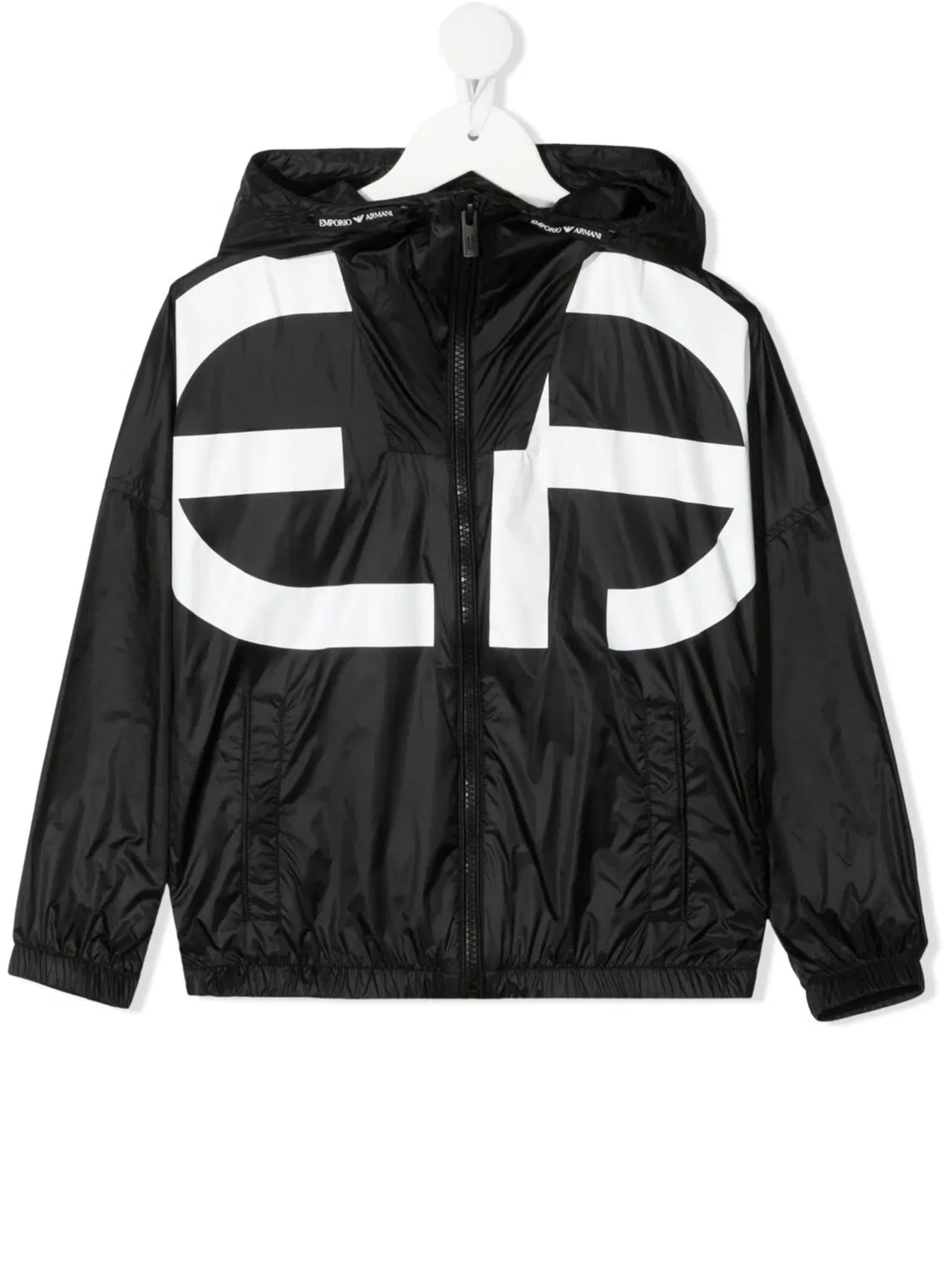 Куртка с капюшоном и логотипом Emporio Armani Kids, черный