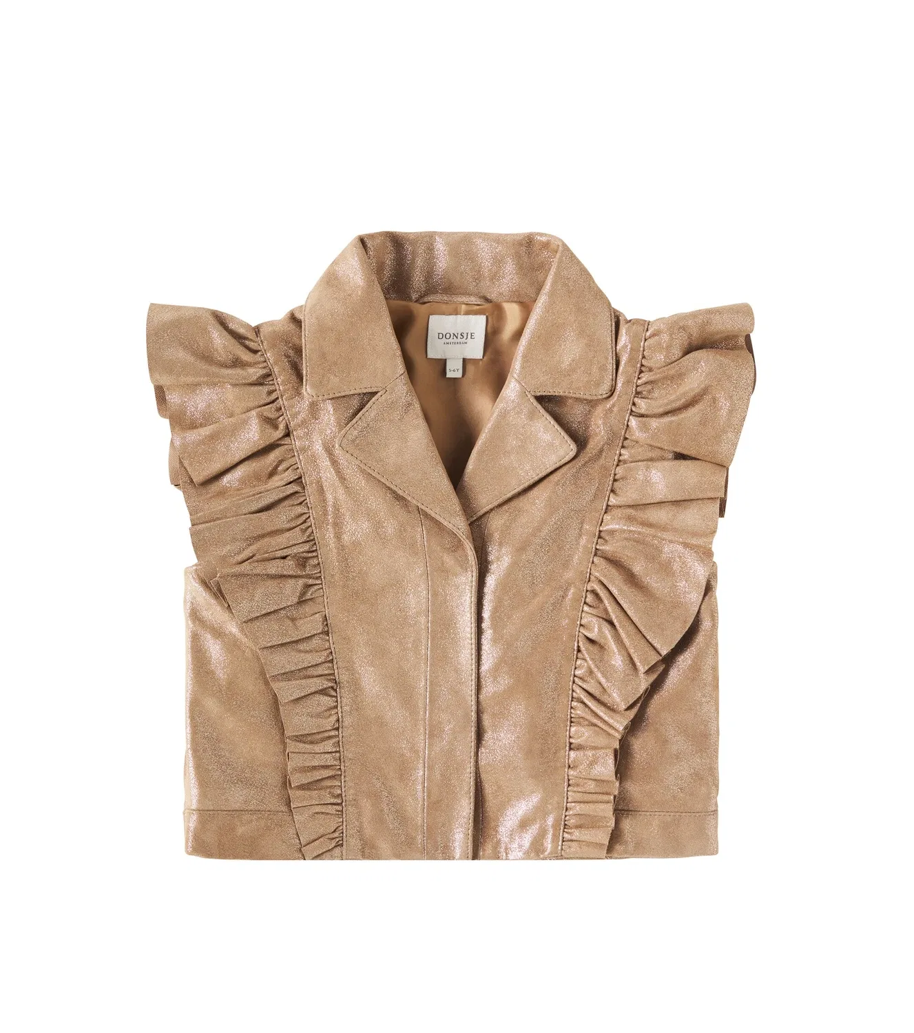 Жилет из металлизированной кожи с рюшами Piep Donsje, Rose Brown Metallic