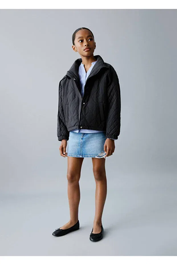 Детское пальто для девочек с утеплителем Mango Kids, Navy Blue — фото 2