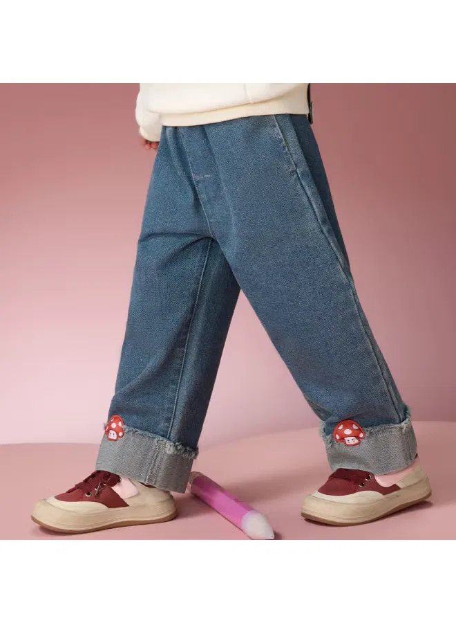 Джинсы прямые с необработанным краем, модель Kids spring denim jeans, Ask Junior, синий
