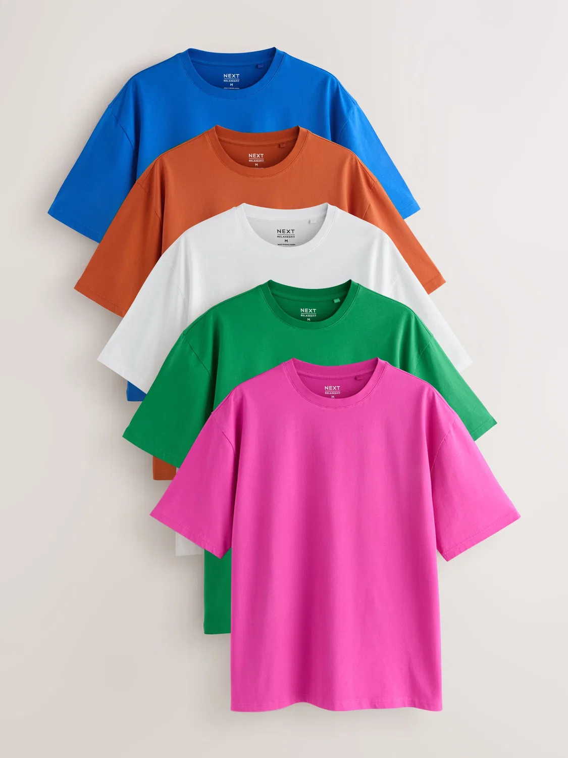 Футболка 5-pack Essential Cotton Next, белый/оранжевый/синий/розовый/зеленый