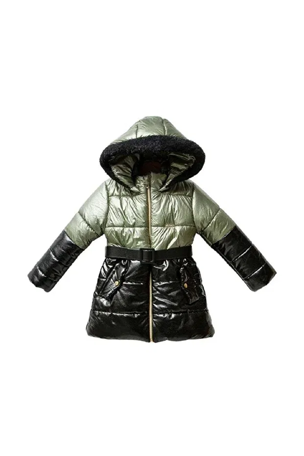 Детское зимнее пальто для девочек пуховик с капюшоном Başak Çocuk Giyim, Green