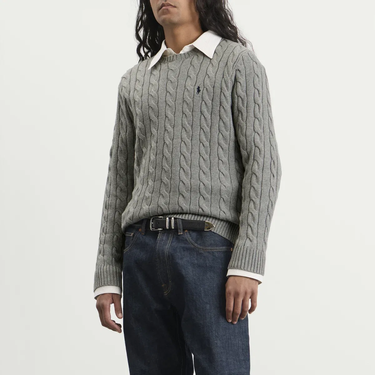 Свитер с косами Cable Knit Jumper Polo Ralph Lauren, Fawn Grey Heather — фото 2