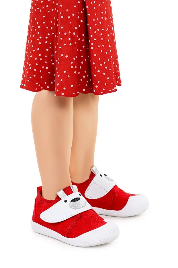 Детские тапочки на липучках Winni baby girl first step velcro slippers shoes Kiko Kids, Red — фото 3