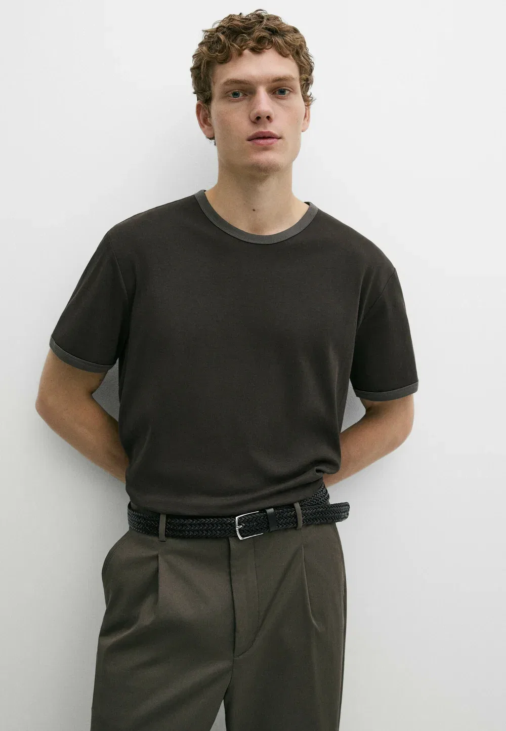 Простая футболка Massimo Dutti, Blue-Grey