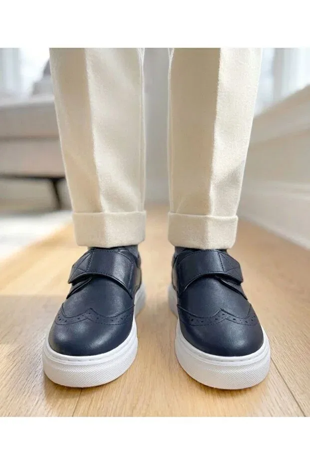 Детские кеды для мальчиков с липучкой Surpie Shoes, Navy Blue — фото 3