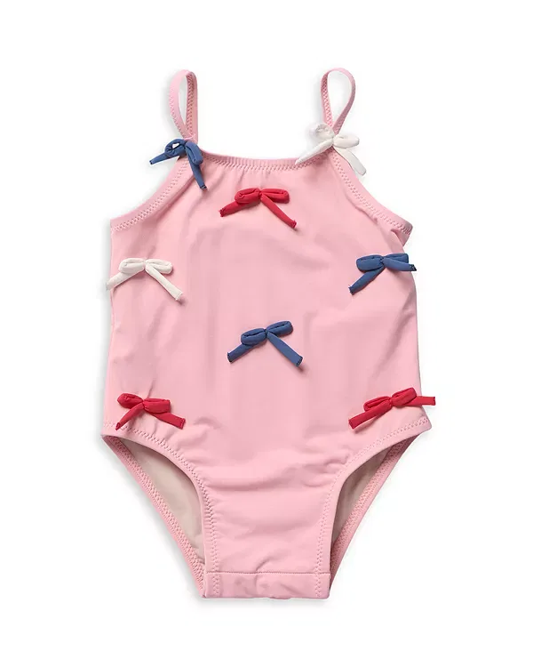 Детский купальник для девочек без рукавов Lottie Bows Pink Chicken, Pink Bows