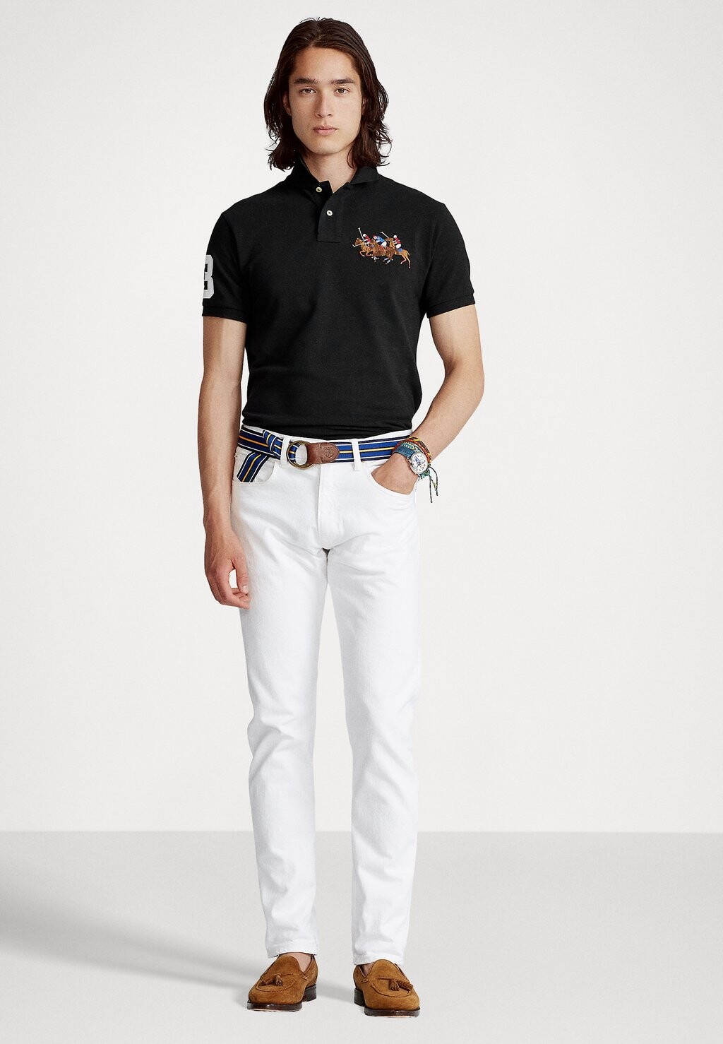 

Поло CUSTOM SLIM FIT TRIPLE PONY POLO SHIRT Ralph Lauren, черный