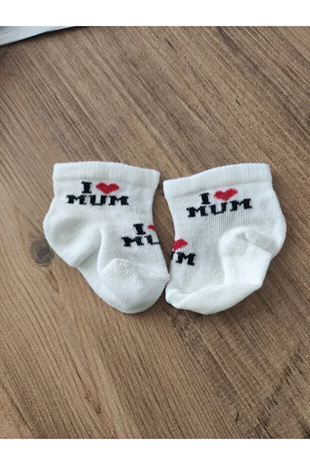 Детский комплект носочков для девочек хлопковый i love mum printed soft baby socks Bambik, Multicolor — фото 2