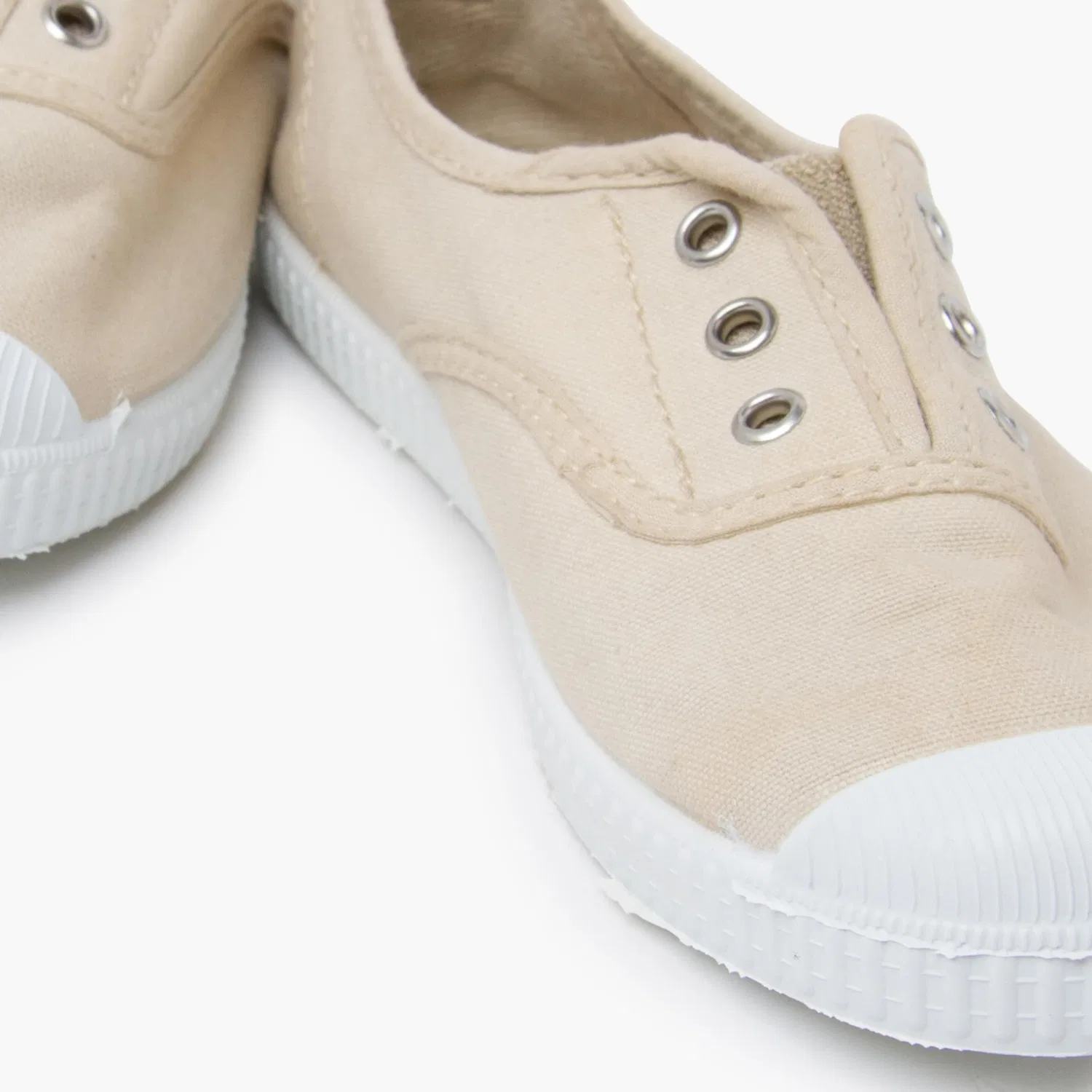 Детские кеды без шнуровки Pisamonas No-lace Rubber Toe Canvas Shoes, Oats — фото 2
