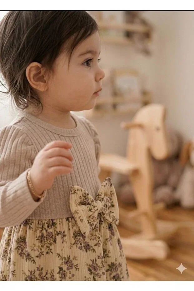 Детское платье для девочек хлопковое Genybaby, Beige — фото 3