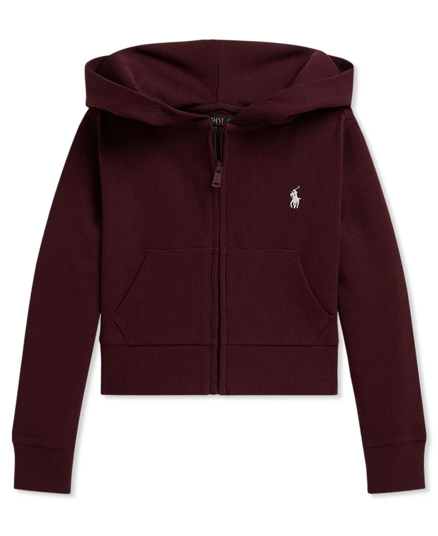 Худи-олимпийка с полной молнией Ribbed Boxy Polo Ralph Lauren, Rich Ruby