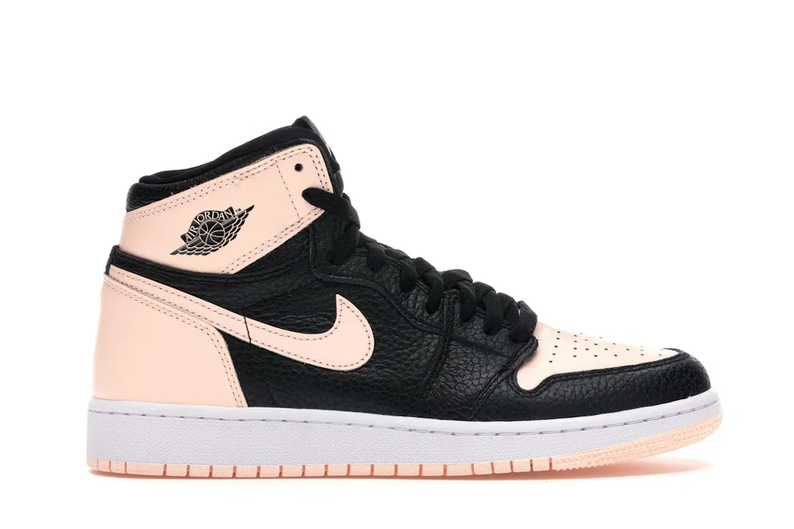 Детские кроссовки кожаный Jordan 1 Retro High, Black/Crimson Tint-White-Hyper Pink-Mystic Green