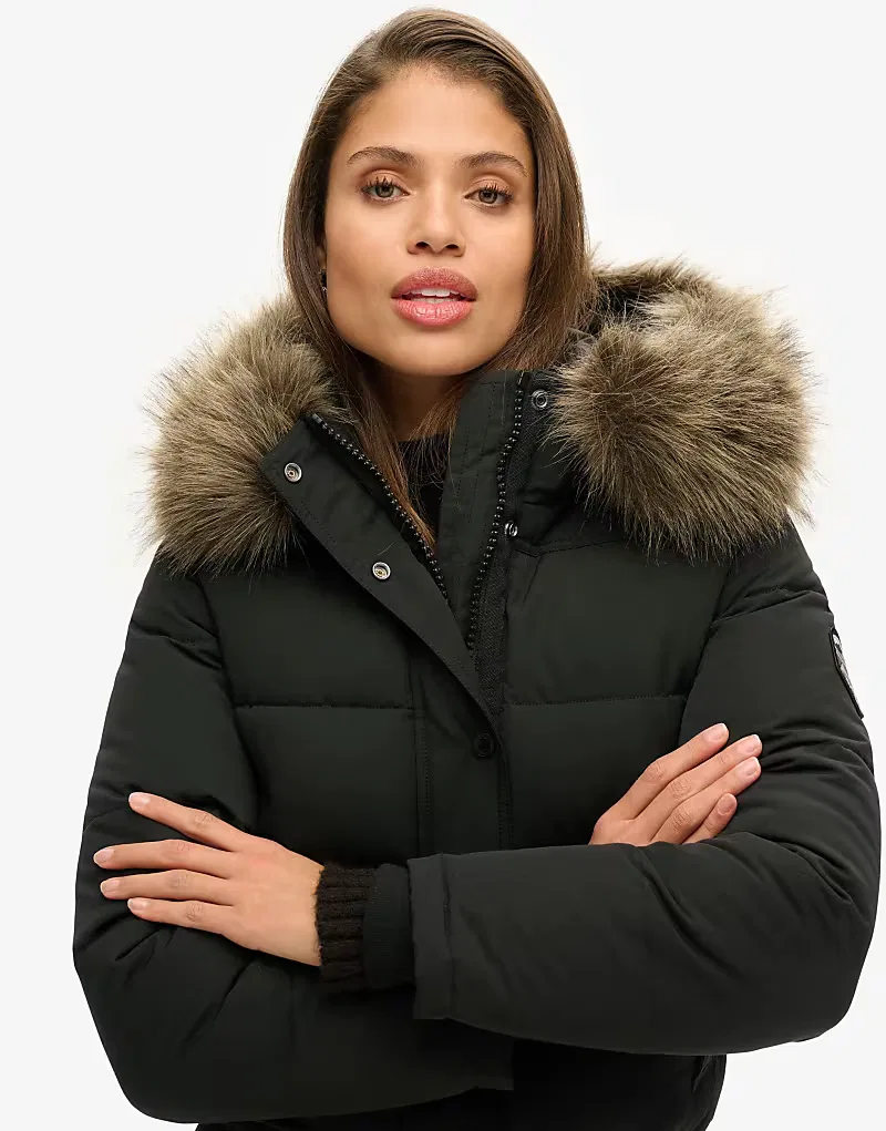 Куртка-бомбер Superdry Everest с капюшоном, черный