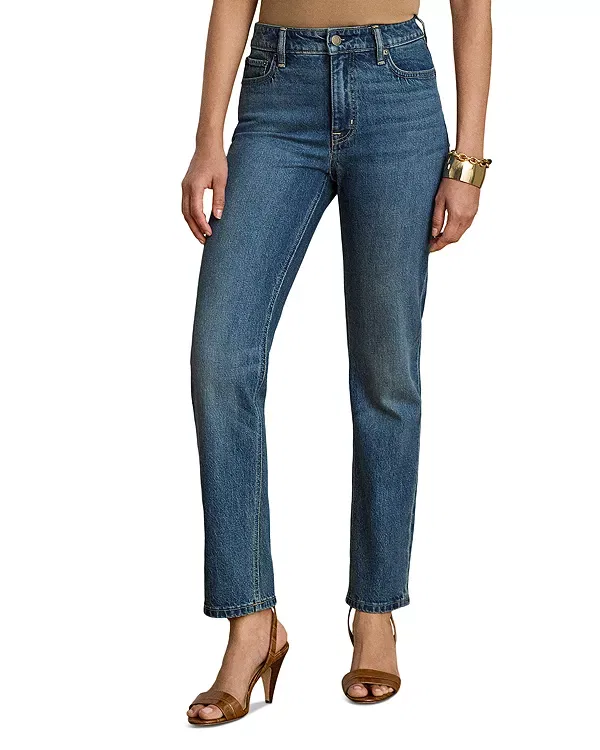 Женские джинсы с завышенной талией Slim Straight Jeans Ralph Lauren, Haze Wash