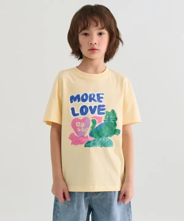 Футболка с коротким рукавом, расслабленная, Musinsa Standard Kids, лимонный крем