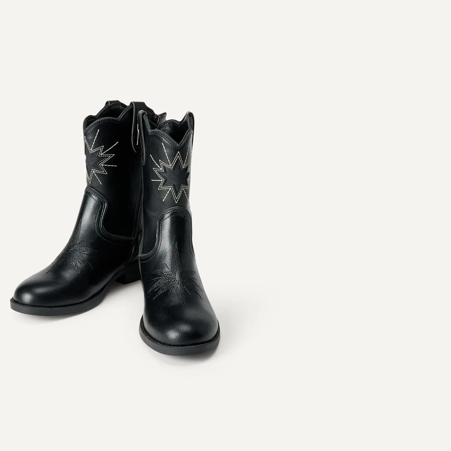 Детские сапоги для девочек с ковбойским дизайном Amazon Essentials, Black — фото 3