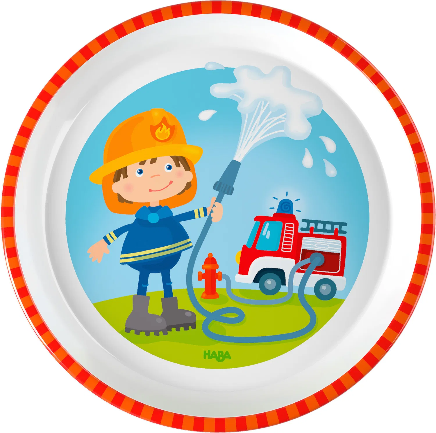 Детская тарелка Feuerwehr HABA, Melamin, диаметр 18 см, с принтом, Sonstige Verlage