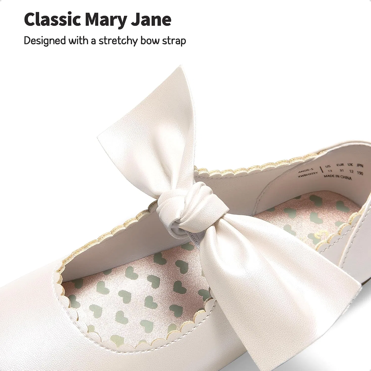 Детские балетки для девочек с бантом Mary Jane DREAM PAIRS, Ivory — фото 4