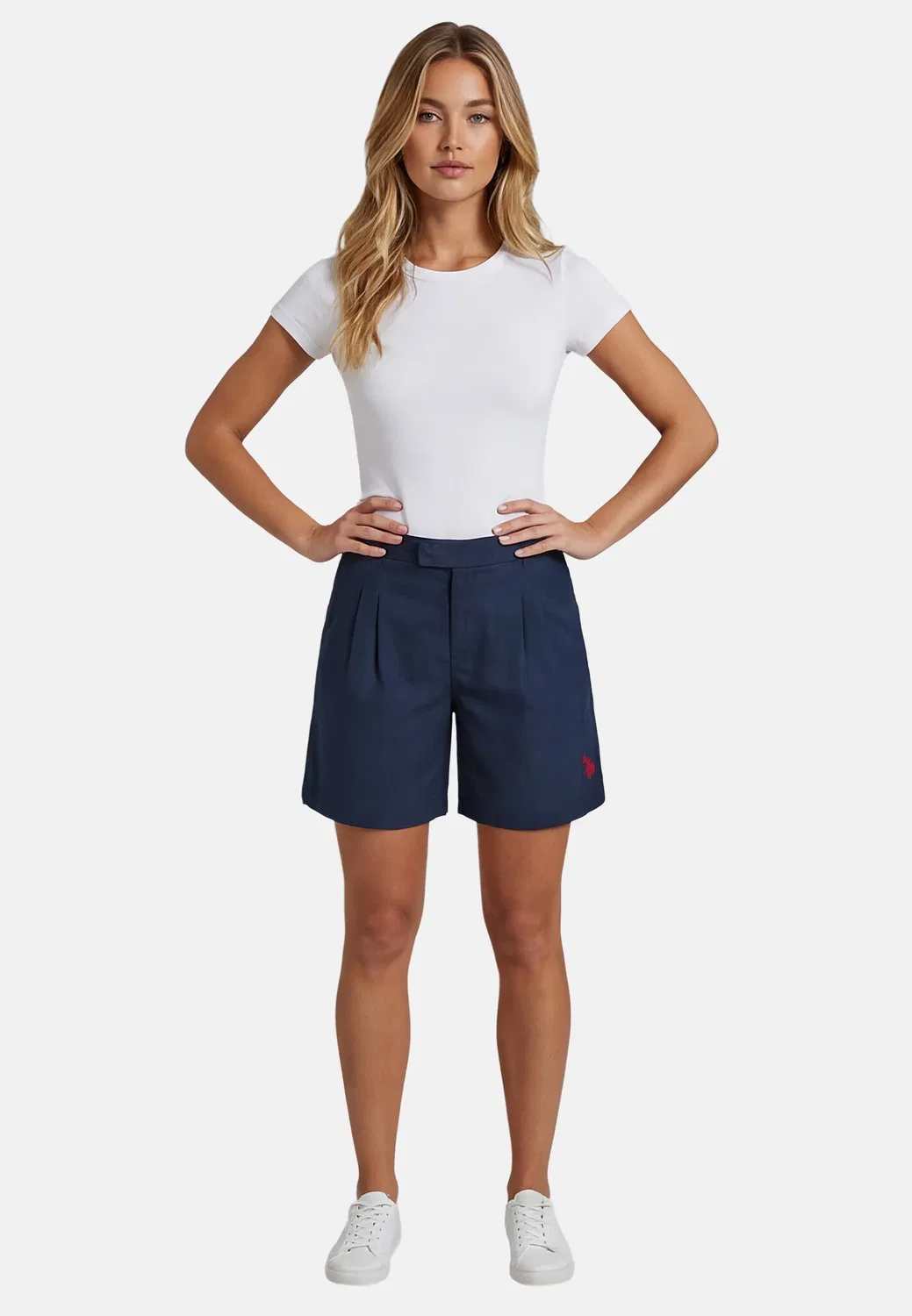 Шорты льняные P047 U.S. Polo Assn., синий — фото 2