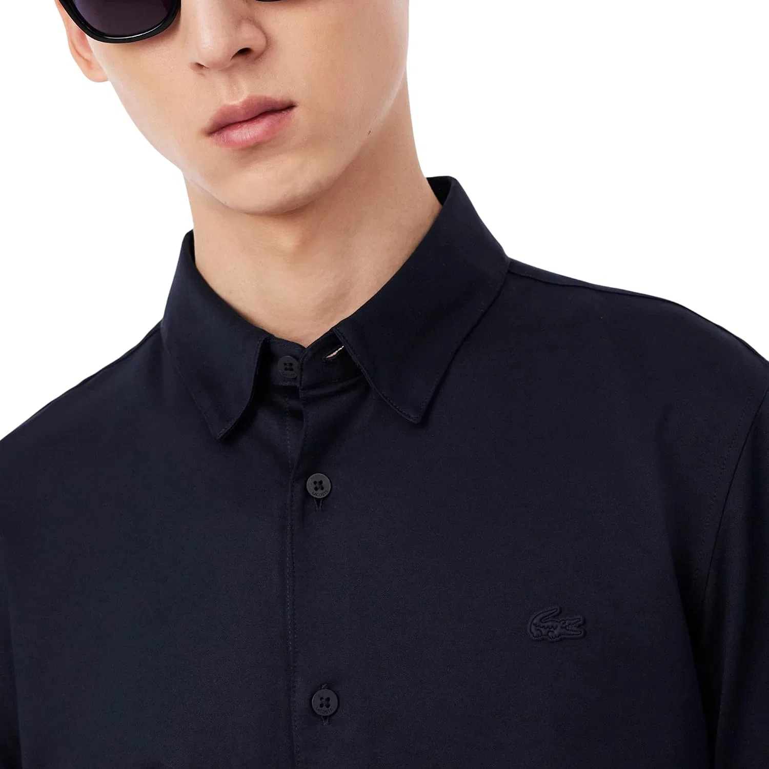 Мужская рубашка на пуговицах из хлопкового канваса Commuter Shirt, Lacoste, Abysm — фото 2