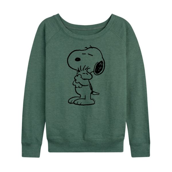 

Женская футболка с длинным рукавом из французского трикотажа «Peanuts Snoopy Loves Woodstock» Licensed Character, зеленый